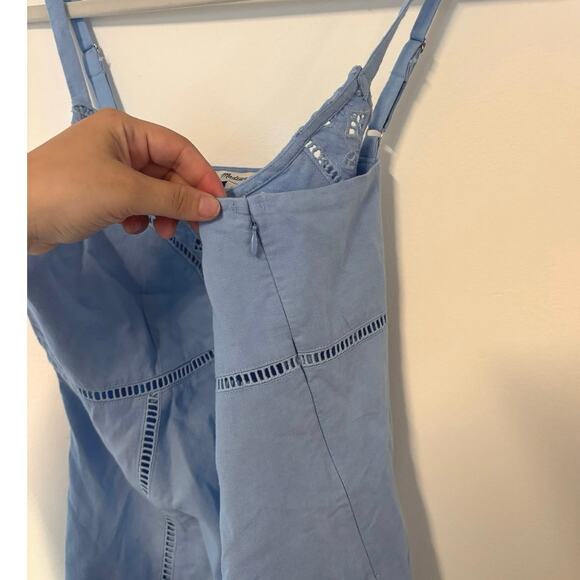 NWT Madewell Sweetheart Midi Dress in Linen-Cotton Blend In Light Blue Size 6 - Picture 9 of 11